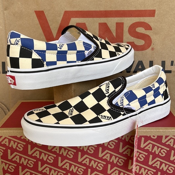 Vans Classic Slip On Big Check Black/Navy sneakers WMNS - Picture 9 of 16